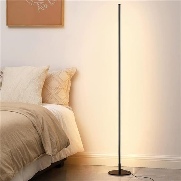 LED Corner Floor Lamp 57.5" Minimalist Dimmable Lighting Standing Tall Lamp - Picture 2 of 4